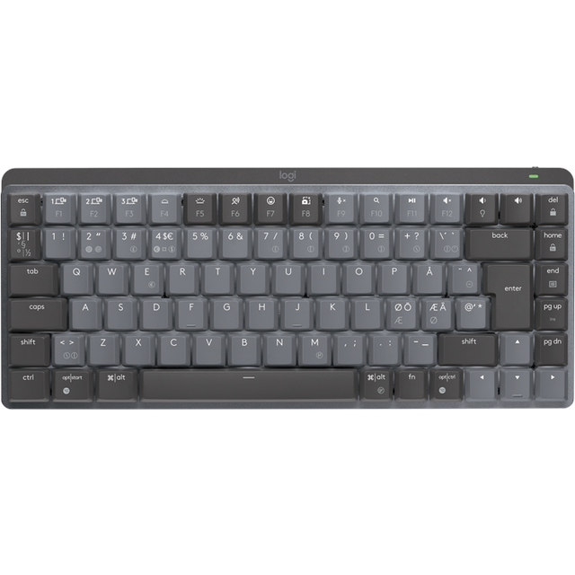 Logitech MX Mechanical Mini trådlöst bakgrundsbelyst tangentbord, taktila brytare, belysta tangenter, Bluetooth, USB-C, macOS, Windows, Linux, iOS, Android, Metal, Layout Pan Nordic QWERTY - Grå
