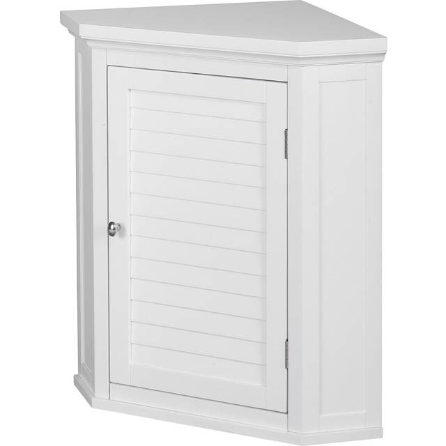 Teamson Home Wooden Bathroom Wall Corner Cabinet - White, White
