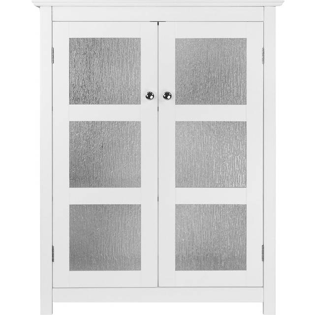 Teamson Home Connor Bathroom Free Standing Cabinet With 2 Glass Doors - White, White