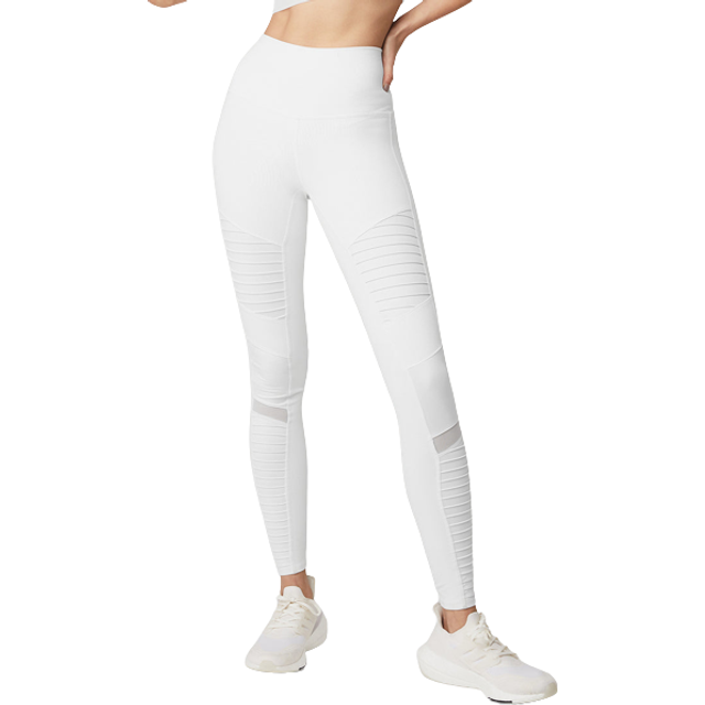 Alo Dam hög midja leggings för kvinnor Hoher Taille, Vit/vit glansig, XS