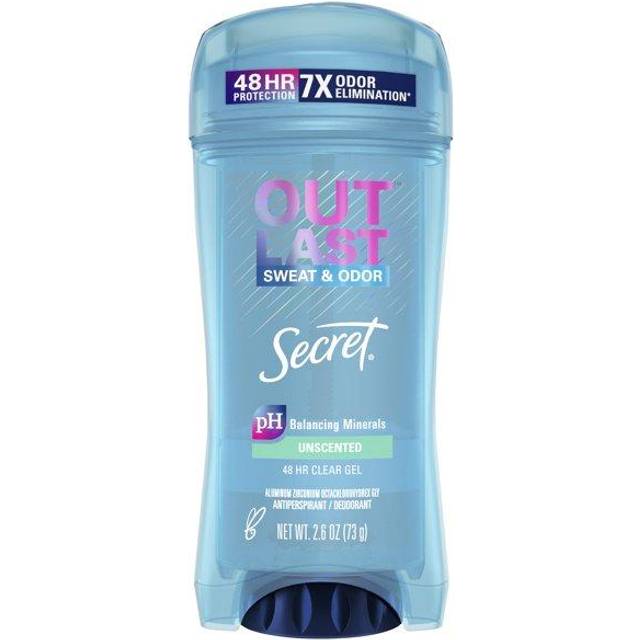 Secret, Outlast, 48 Hour Clear Gel Deodorant, Unscented, 2.6 oz (73 g)