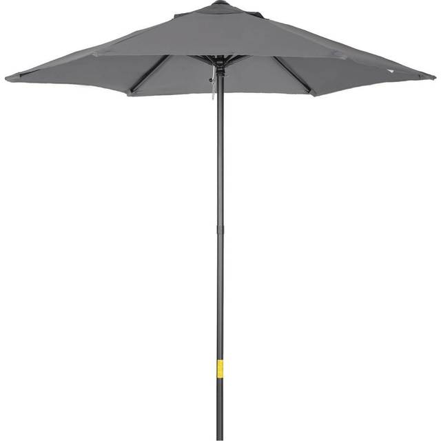 Outsunny 2m Parasol Patio Umbrella - Outdoor Sun Shade with 6 Ribs Dark Grey | TJ Hughes