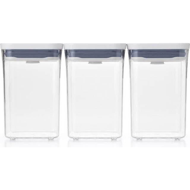 OXO Storage Container 3 Piece Set Easy to Seal with One Hand Pop Container Small Square Short
