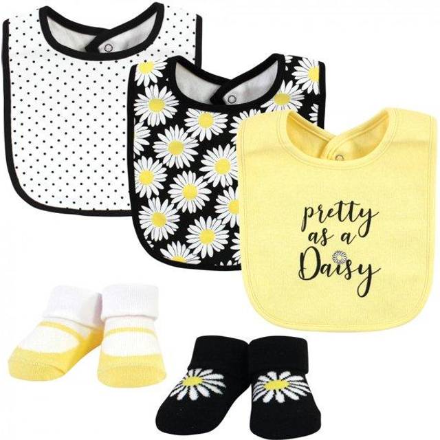 Hudson Baby Unisex Baby Cotton Bib and Sock Set  Pretty Daisy  One Size