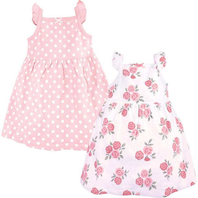 Hudson Baby Girls' Cotton Dresses  Soft Pink Roses  0-3 Months