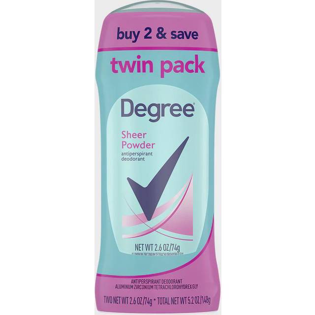 Degree Women Sheer Powder Dry Protection Antiperspirant Deodorant, 2.6 oz, Twin Pack