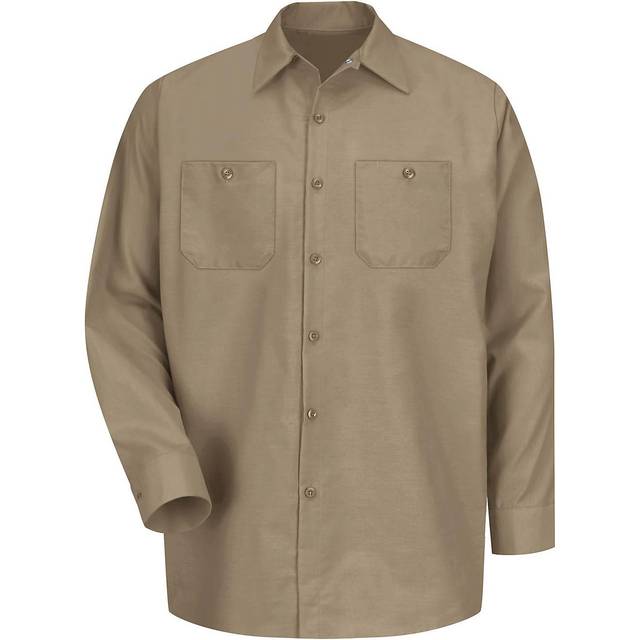 Red Kap Mens Industrial Work Shirt  Regular Fit  Long Sleeve  Khaki  3X-Large