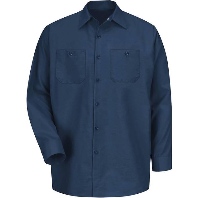 Red Kap Mens Size Industrial Work Shirt  Regular Fit  Long Sleeve  Navy  LargeTall