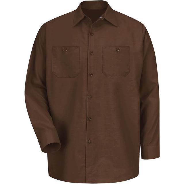 Red Kap Mens Size Industrial Work Shirt  Regular Fit  Long Sleeve  chocolate Brown  LargeTall