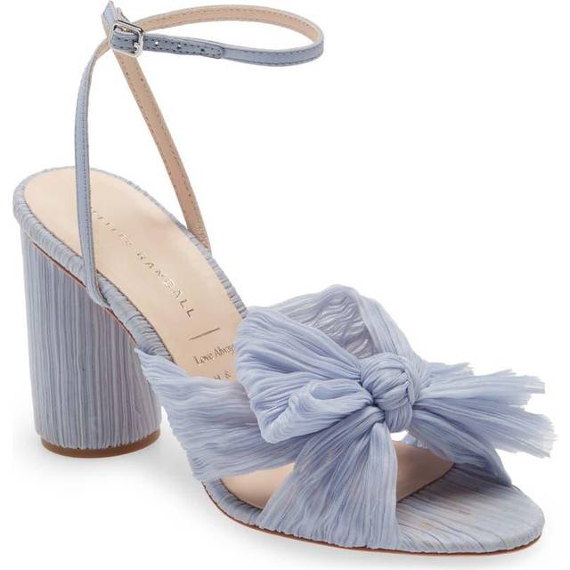 Loeffler Randall - Camellia Bow-embellished Plissé-organza Sandals - Sky blue - Blue - US 10