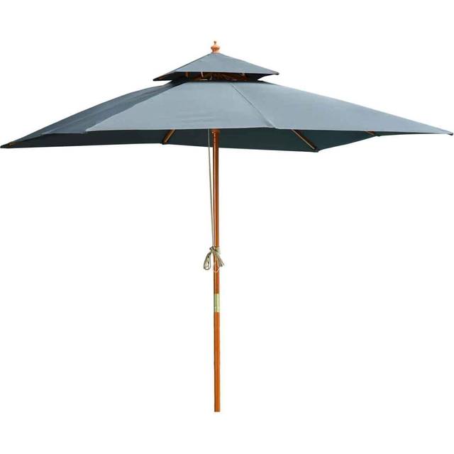 Outsunny 3m Wooden Square Parasol (base not included) - Grey, Grey