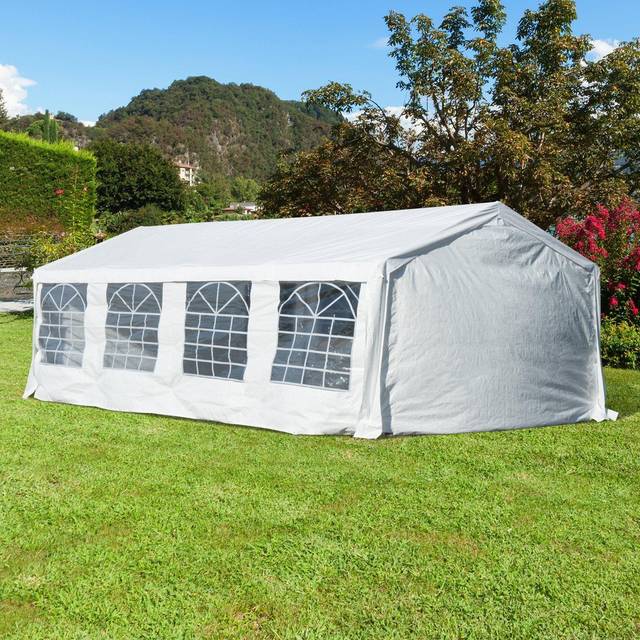 Outsunny 8M Gazebo Garden Marquee Canopy Party Carport Shelter Garage Tent White, White
