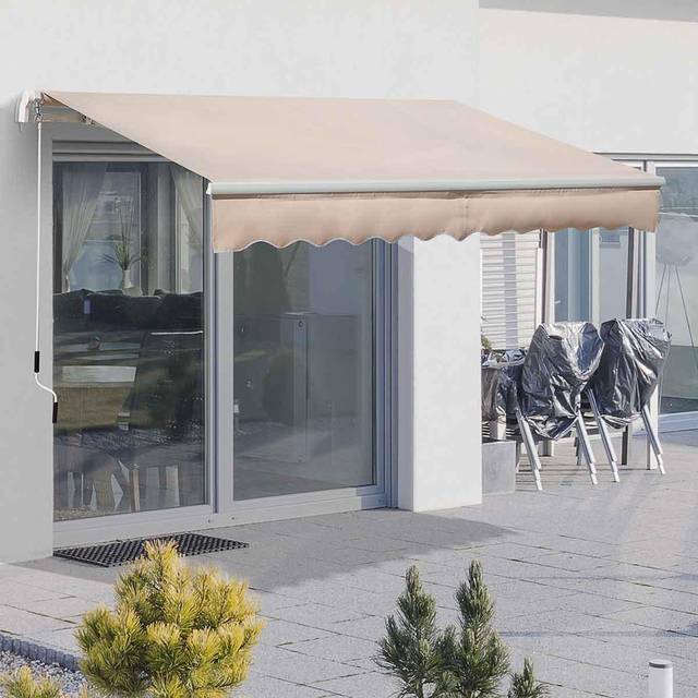 Outsunny Manual Retractable Awning Garden Shelter Canopy 3 x 2m Beige | TJ Hughes