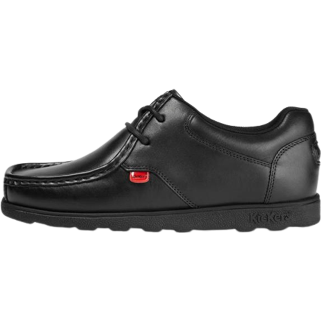Kickers Junior Fragma Lace 2 Eye Leather Shoe - Black - Size 5