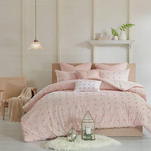 Urban Habitat Duvet Set 100% cotton Jacquard  Tufts Accent  Shabby chic All Season cover for comforter  Matching Shams  Decorative Pillows  FullQueen