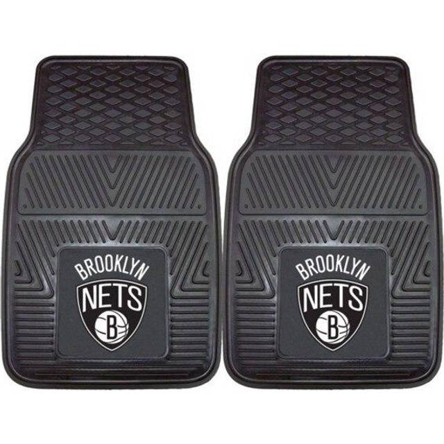 FANMATS 9342 Brooklyn Nets 2-Piece Heavy Duty Vinyl Car Mat Set  Front Row Floor Mats  All Weather Protection  Universal Fit  Deep Resevoir Design