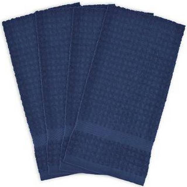 DII Basic Terry Collection Waffle Dishtowel Set  15x26  Solid Nautical Blue  4 Piece