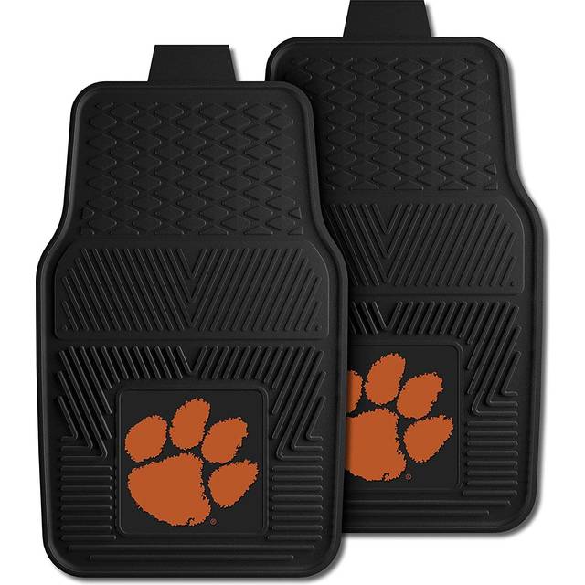 FANMATS 8778 Clemson Tigers 2-Piece Heavy Duty Vinyl Car Mat Set  Front Row Floor Mats  All Weather Protection  Universal Fit  Deep Resevoir Design