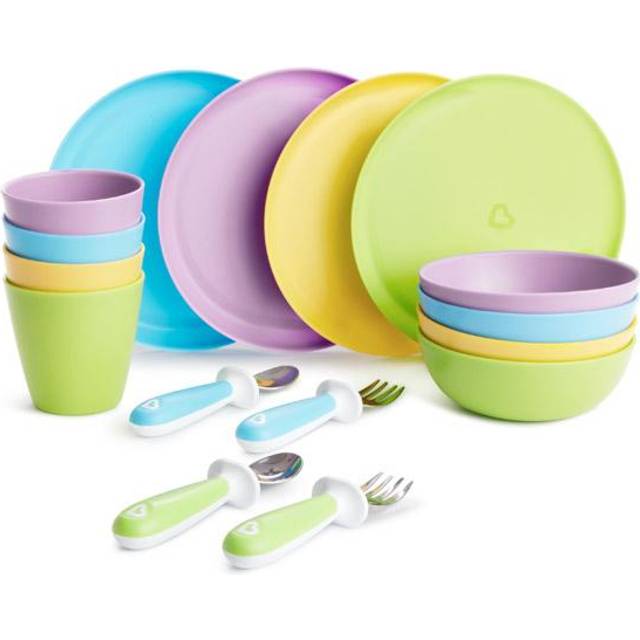 Munchkin 16pc Baby and Toddler Feeding Supplies Set - Includes Plates  Bowls  Cups and Utensils