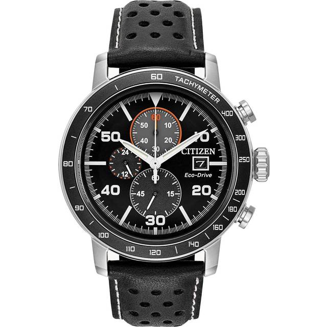 Citizen Men's Eco-Drive Black Leather Strap Watch