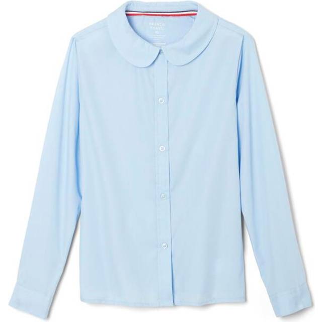 French Toast girls Long Sleeve Woven Shirt with Peter Pan collar Standard  Plus  Light Blue  4
