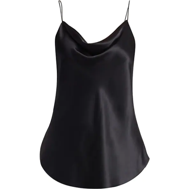 Marta Cowl-Neck Silk Camisole - BLACK - X-Large