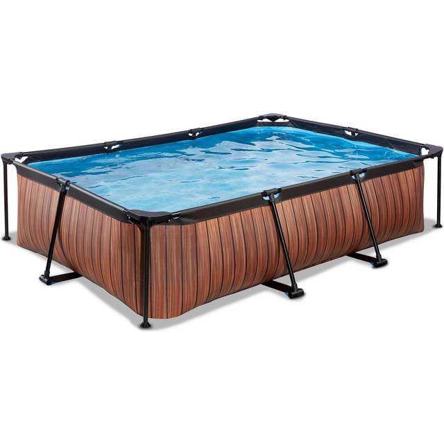 EXIT Wood pool 300x200x65cm med filterpump - brun