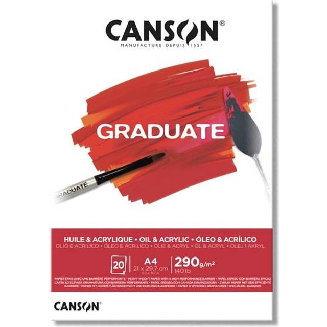 CANSON 20-ark GRADUATE Oil & Akryl - limmade liten sida - A4 290 g/m²