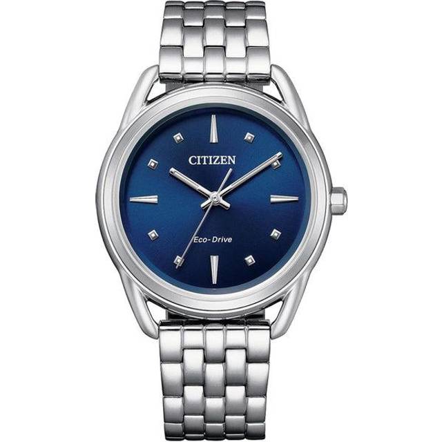 Citizen Women's Eco-Drive Dress Classic Watch in Stainless Steel  Blue Dial (Model: FE7090-55L)