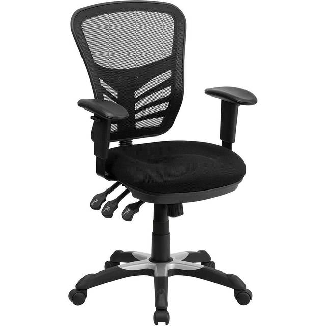 Flash Furniture kontorsstol med medelhögt ryggstöd - Ergonomisk skrivbordsstol med justerbara armstöd och nättyg - Perfekt för hemmakontoret eller kontoret - Lila