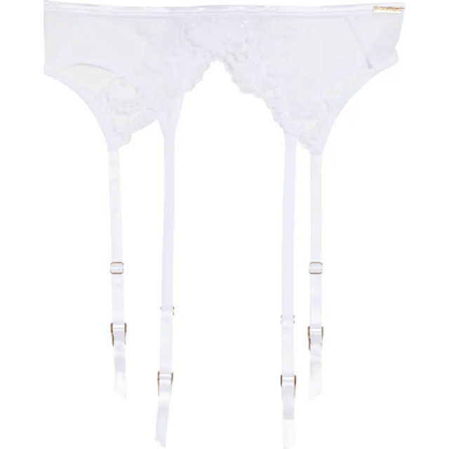 Bluebella Womens White Marseille Semi-sheer Stretch-mesh Suspender 12 - WHITE