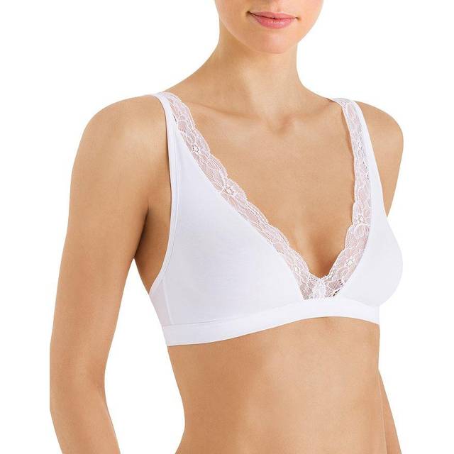 Hanro Womens White Triangle-cup Lace-trim Stretch-cotton Bra 32c - WHITE
