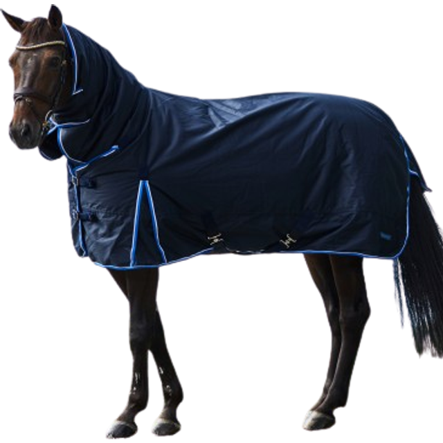 Lightweight outdoor horse blanket with neck cover Horze Glasgow - Bleu