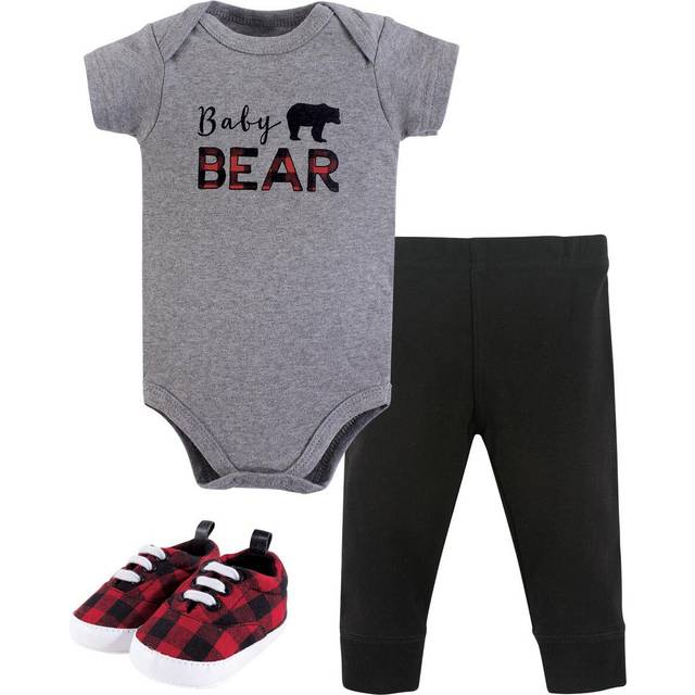 Little Treasure Unisex Baby Cotton Bodysuit  Pant and Shoe Set  Baby Bear Short-Sleeve  0-3 Months