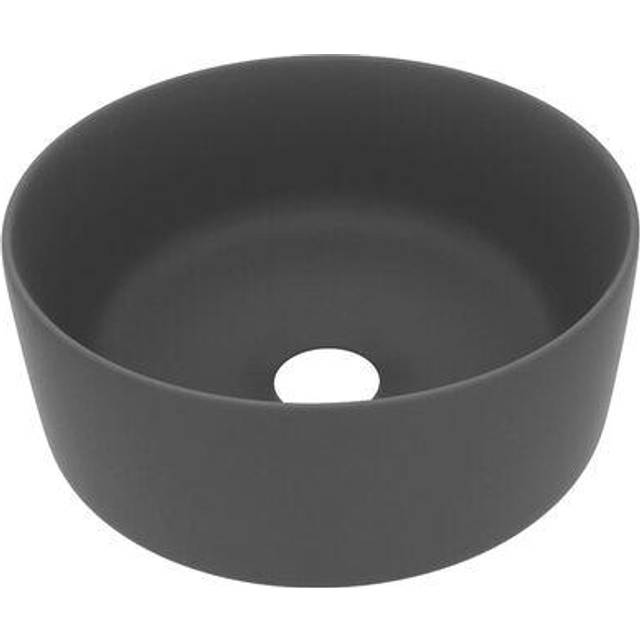 vidaXL Luxury Wash Basin Round Matt Dark Grey 40x15 cm Ceramic