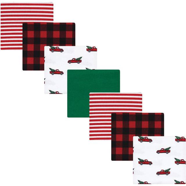 Hudson Baby Unisex Baby Cotton Flannel Receiving Blankets Bundle  Christmas Tree Truck  One Size