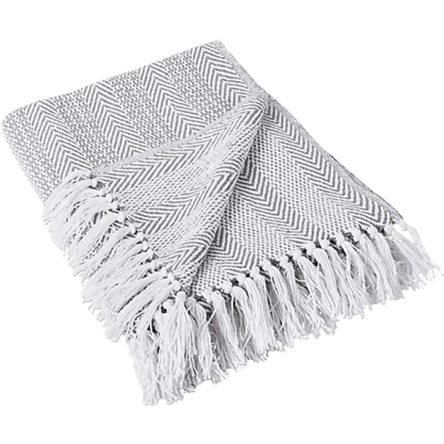 DII Gray Herringbone Stripe Throw