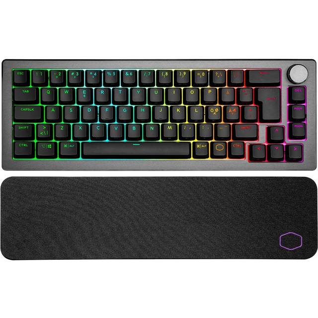 Cooler Master CK721 Mekaniskt Speltangentbord - Kompakt 65% Layout, TTC Mekaniska Brytare, Per-Key RGB Bakgrundsbelysning, Hybrid Trådlös Teknologi, Precisionsratt - Space Grå, ND Layout - QWERTY