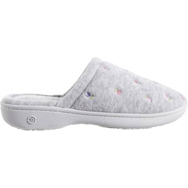 Isotoner Women's Terry Scalloped Embroidered Clog Slippers - Heather - Heather Grey (S)