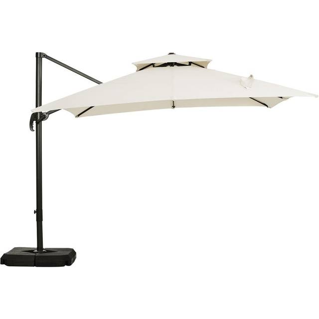 Outsunny 360 Cantilever Parasol Roma Umbrella w/ Base Weights, Beige