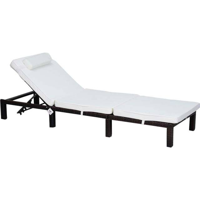 Outsunny Garden Rattan Furniture Recliner Lounger Sun Reclining Daybed Patio