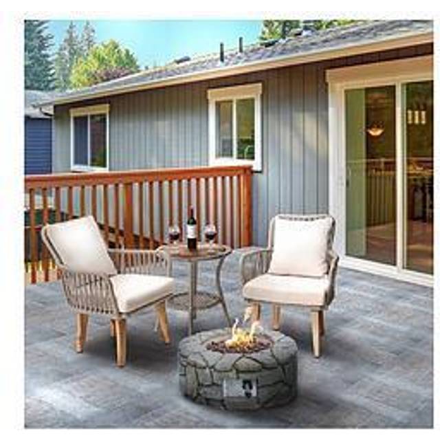 Outdoor Heater with Lava Rocks and Cover - Grey