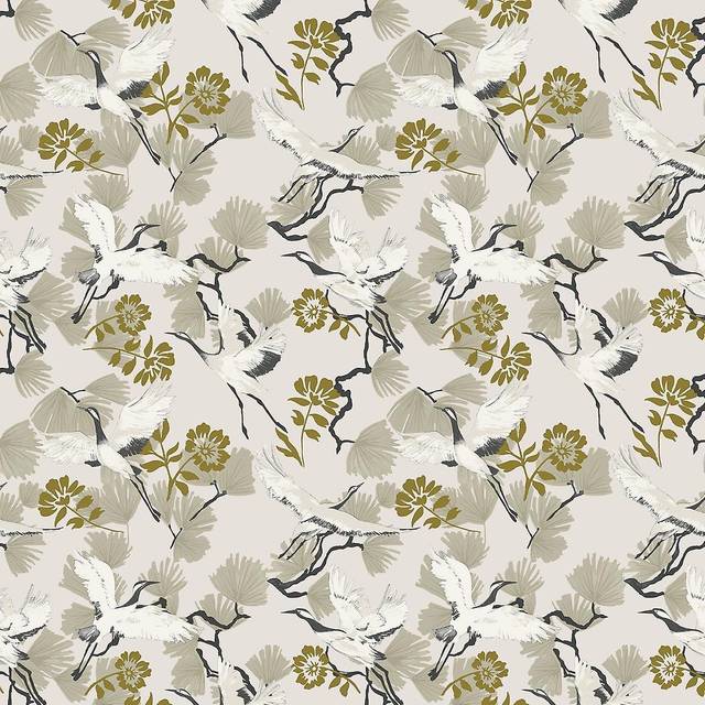 furn. Demoiselle Tropical Natural Matte Wallpaper - Cream - 53 x 1050cm