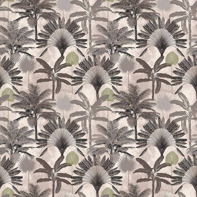 furn. Malaysian Palm Easy to apply Wallpaper Blush Charcoal - Pink
