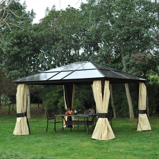 Outsunny Deluxe 12 x 14ft Hardtop Gazebo, Black