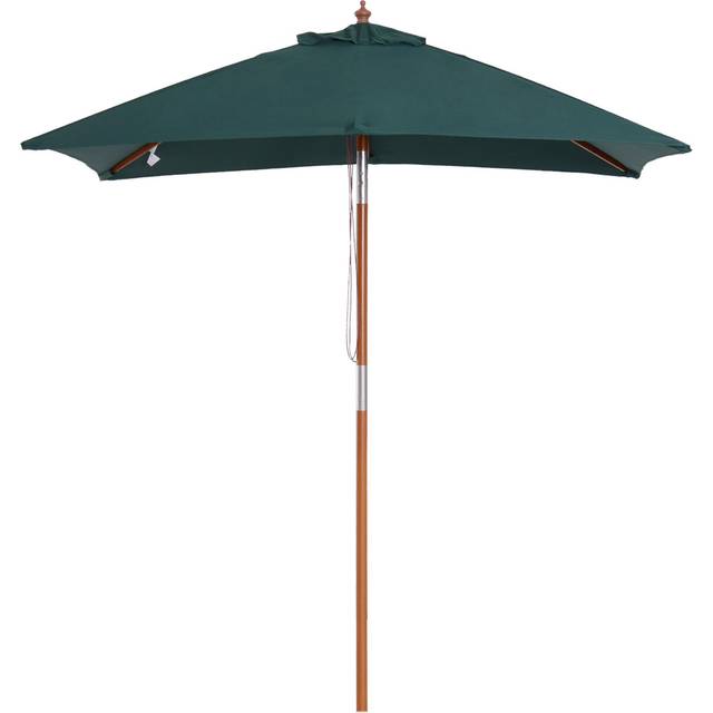 Outsunny Waterproof Garden Umbrella Patio Umbrella Market Parasol, Outdoor Sunshade 6 Ribs w/ Wood and Bamboo Frame, Brown Green Aosom UK