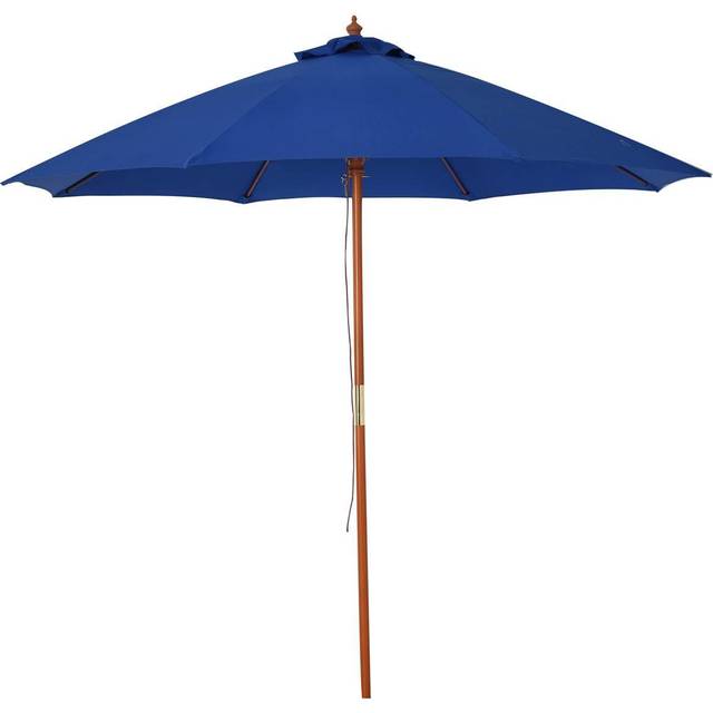 Outsunny 2.5m Wooden Garden Parasol Outdoor Umbrella Canopy w/ Vent Blue | TJ Hughes