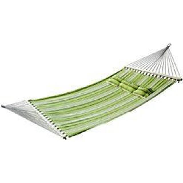 Outsunny Hammock Camping Swing Outdoor Garden Beach Stripe Hanging Bed With Pillow 188l X 140w (cm)