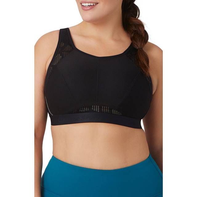 Glamorise dam plus size icke-svett nät sport bh trådlös # 1068, Svart, 90H