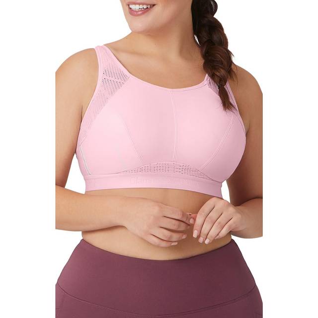 Glamorise dam plus size icke-svett nät sport bh trådlös # 1068, Rosa, 75D